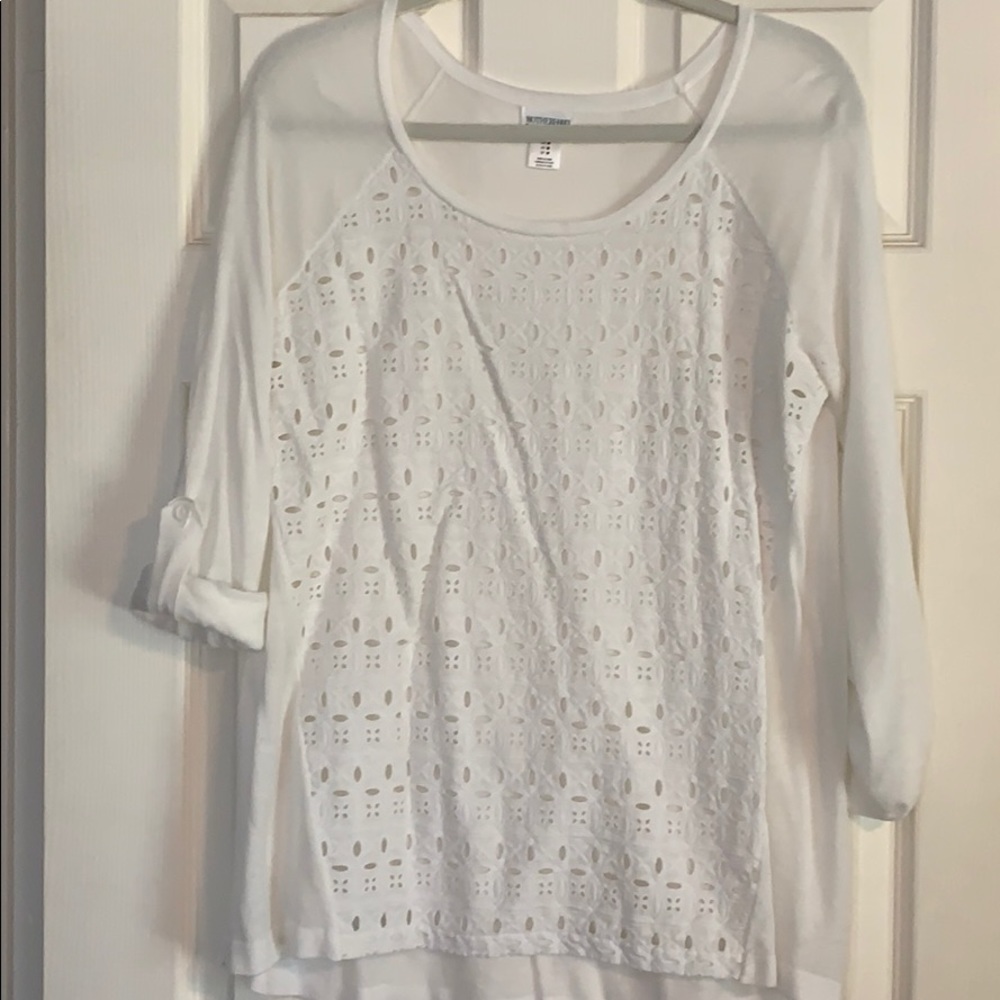 White embroidered maternity top